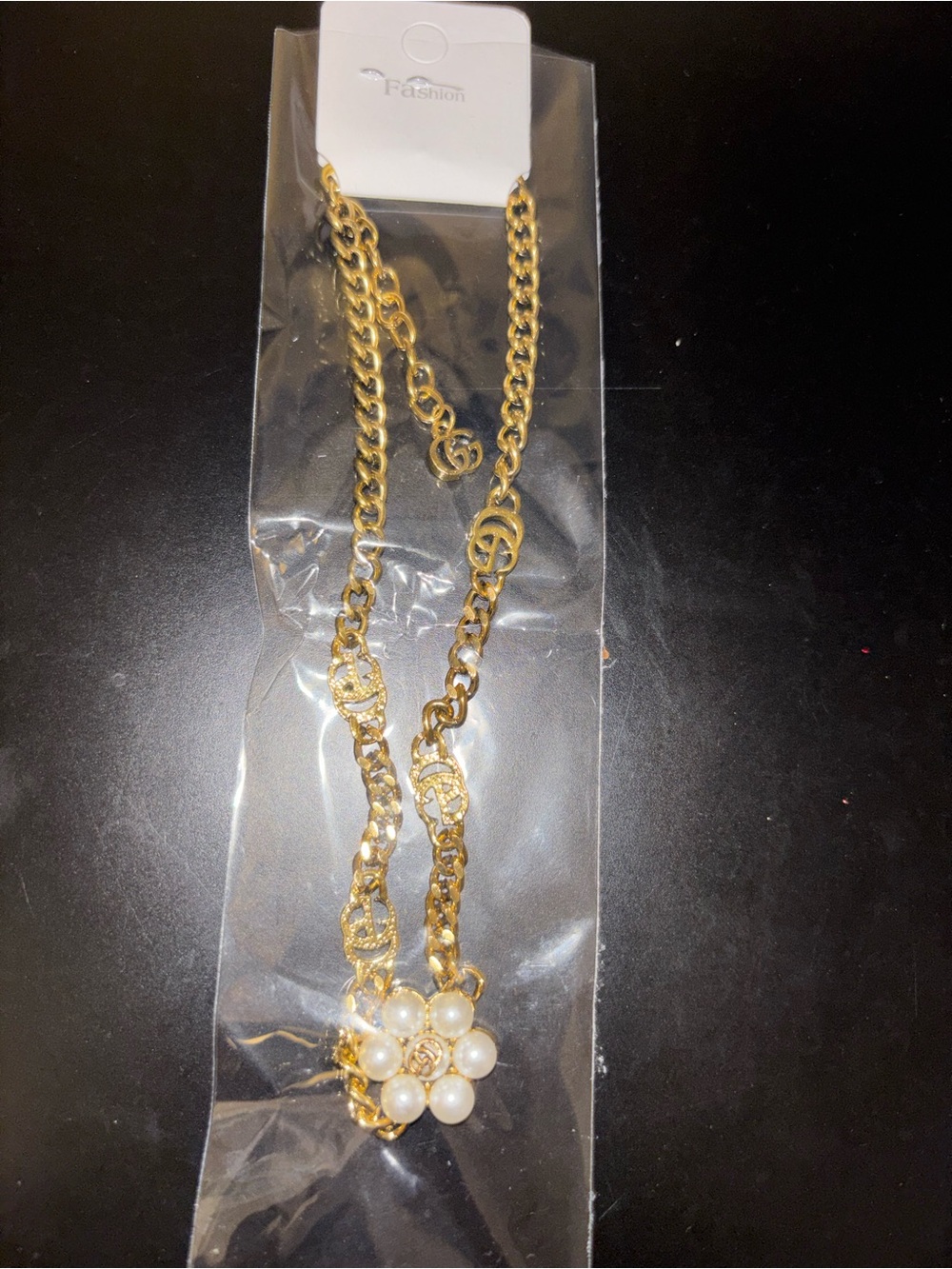 Gold Pearl Flower Pendant Necklace - Women Jewelry - Picture 3 of 4